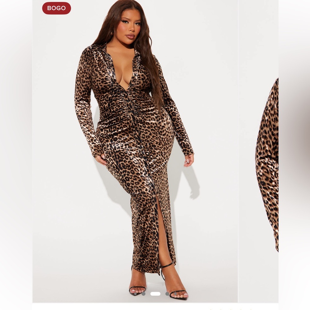 Fashion Nova Brown Leopard Maxi Dress